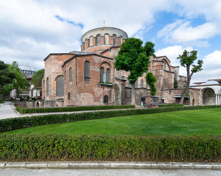 Old Byzantine style Eastern Orthodox Holy Peace Church or Hagia Irene, located in the outer courtyard of Topkapi Palace, Istanbul, Turkey
