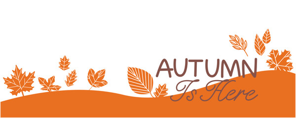 Autumn decoration background. Autumnal lettering and natural decoration banner. Vector illustration.