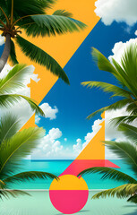Abstract tropical background for tourism posters. Generative AI