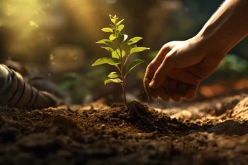 Poster Close up of a person planting a tree © Tarun