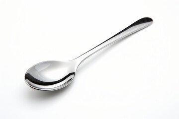 A silver spoon isolated on a white background
