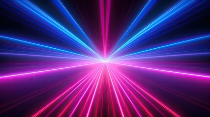 3D Rendering Abstract Neon Background with Ascending Pink Blue Red Glowing Lines Light Beam Fantastic Wallpaper with Colorful Laser Rays