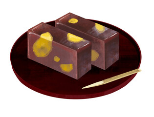 和菓子のイラスト　栗羊羹