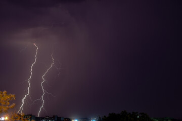 Dual thunder light in a long exposure