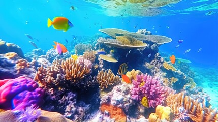 Fototapeta na wymiar Beautiful Coral Reef and Tropical Fish