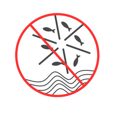 vector illustration of prohibited fishing nets.