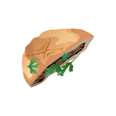 Hawawshi: Iconic African Street Food. Also known as Hawawshy. Elevate your projects with our unique 3D vector illustration art. Perfect for menus and promotions!