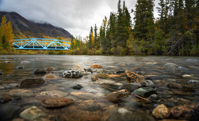 Mountain river with clear water