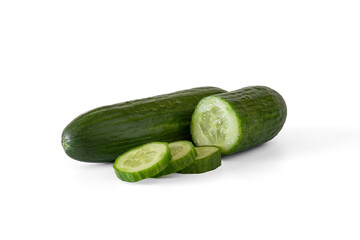 Close-up of cucumbers on a white background
