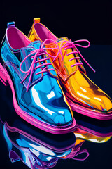 Super colourful shoes, formal shoes, pink colour, AI GENERATED