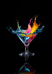 colorful splash glass on black background