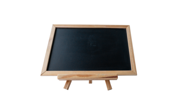 realistic blank black chalkboard in wooden frame isolated with clipping path on white background, blackboard for design menu cafe, restaurant, canteen and pizza, drink, coffee, meal, beer, burger.