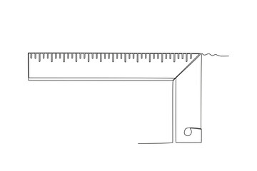 One continuous line drawing of an ruler. One line concept graphic design vector illustration of building construction tools
