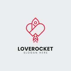 Love rocket logo and vector icon