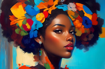 Portrait of a woman with colorful makeup