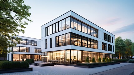 Fototapeta premium Modern Office Building with Energy Efficient Design