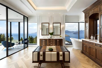 Fototapeta premium modern living room with fireplace