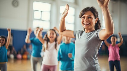 Physical Education Instructor Teaching and Promoting Physical Fitness and Wellness in Schools