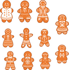 a set of gingerbread cookies vector illustration