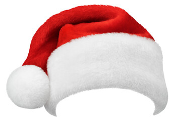 Santa Claus red hat or Christmas red cap isolated on transparent background. High quality mask edges - 651860303