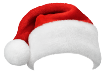 Santa Claus red hat or Christmas red cap isolated on transparent background. High quality mask edges