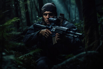 Fototapeta premium Military Operative Engaging Supernatural Beings