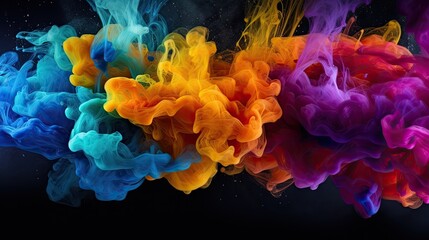Splash of Color Paint Water or Smoke on Dark Background Abstract Pattern