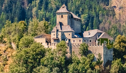 Fototapeta na wymiar Ancient fortress on a sunny summer day at Reifenstein, Castel Tasso, Sterzing, Wipptal, Trentino, Bozen, South Tyrol