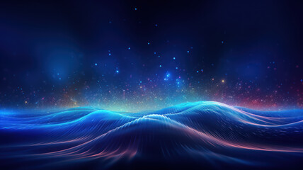 Obraz premium Blue Futuristic Data Wave Background