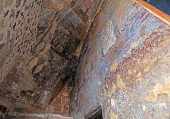 Frescos in Vardzia cave monastery in Georgia
