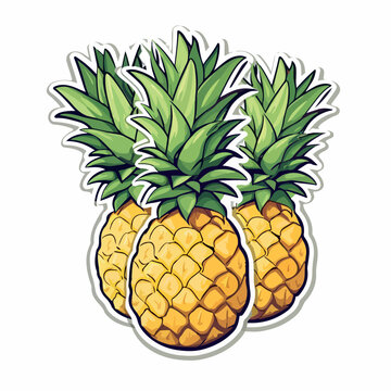 Pineapples in cartoon, doodle style. 2d vector illustration in logo, icon style. AI Generative