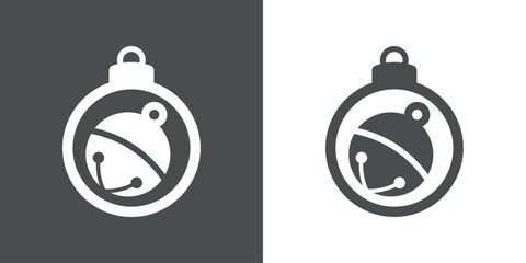 Tiempo de Navidad. Icono jingle bell. Logo con silueta de bola de navidad con cascabel para su uso en invitaciones y felicitaciones