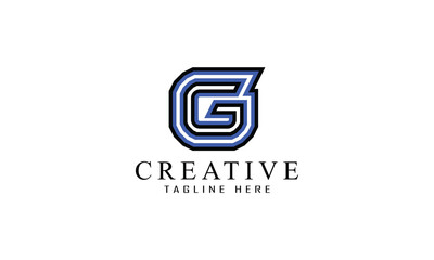 G creative style black white blue logo design for all kind of business.
