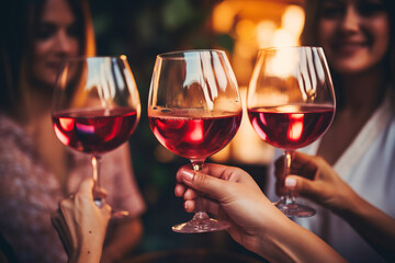 people cheering wine enjoy party to night business people party celebration success Concept