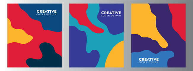 Fun simple pattern background with abstract shapes and colors. Modern vector pattern for simple brochure cover template design