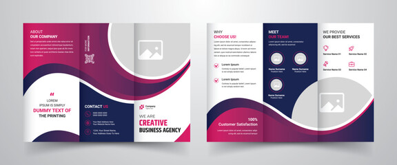 Corporate business trifold brochure wavy layout design