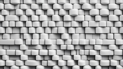 Generative AI white colored 3D cubes design popping out of different sizes, wall texture background, wallpaper, tiles, text background, Graphic template, bricks 