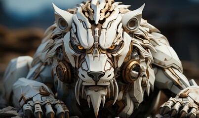 The futuristic lion robot showcased a perfect blend of nature and technology.