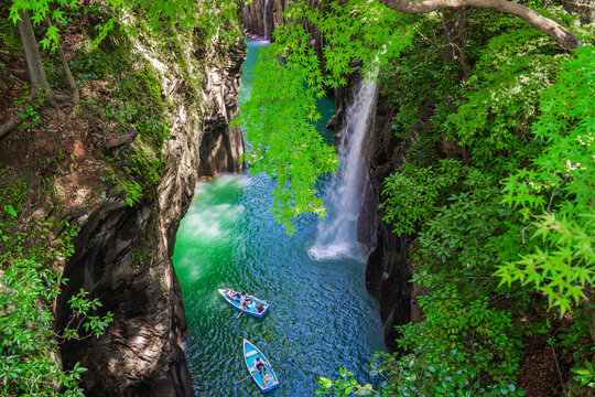 日本の人気の観光地 九州宮崎県の高千穂峡Takachiho Gorge