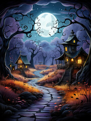 Spooky Cartoon Halloween Greeting Card 