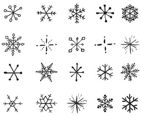 Hand-drawn snowflakes set. Vector illustration