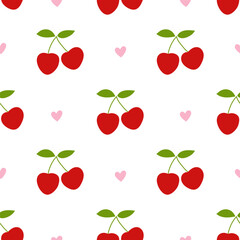 Seamless pattern with red cherry fruit 