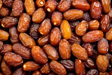 Obraz premium Dried dates as a background. Top view. Close up.