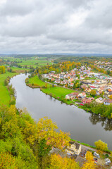 Aerial view of Kallmünz and Naab river, Bayern, Germany 