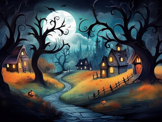 Spooky Cartoon Halloween Greeting Card 