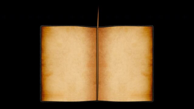 Old Burned Book Mockup Loop On alpha Channel