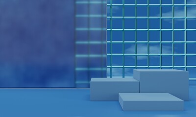 Minimal podium with three level podium platforms for product display presentation background 3d rendering