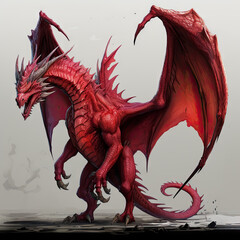 dragon isolated on white background - 3d render of red dragon.