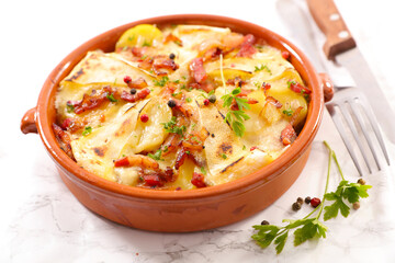 french tartiflette with cheese, potato and bacon