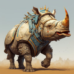 Fototapeta premium White rhinoceros in the desert.